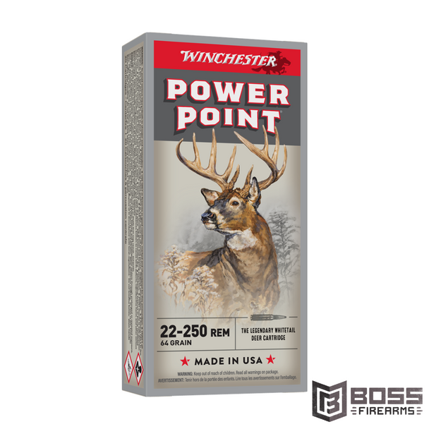 Winchester - PowerPoint 22-250 Remington 64 gr 20 Round Box - AX222502 - Boss Firearms - BossFirearms.com