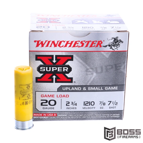 Winchester - Super-X 20 ga Shotshell 25/Box - XU207 - 020892013414 - Boss Firearms - BossFirearms.com