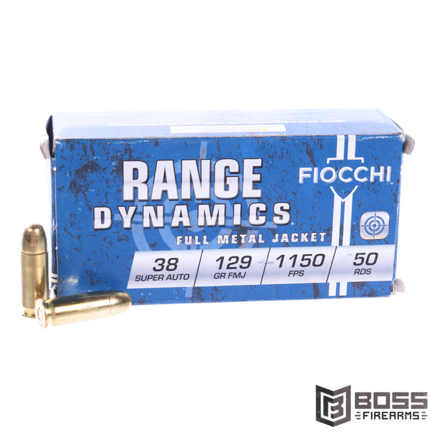 Fiocchi - Range Dynamics 38 Super Auto 129 gr FMJ 50/Box - 38SA - 762344001791 - Boss Firearms - BossFirearms.com