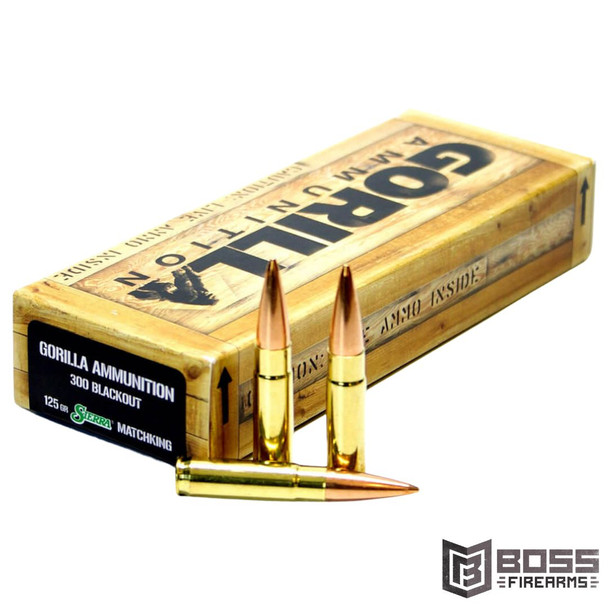 Gorilla - .300 AAC BlackOut 125gr Sierra MatchKing 20/Box - GA300125SMK - Boss Firearms - BossFirearms.com