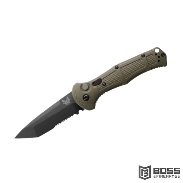Benchmade Claymore Automatic Tanto Pocket Knife - Ranger Green Grivory, CPM-D2 Tool Steel Blade- #9071SBK-1