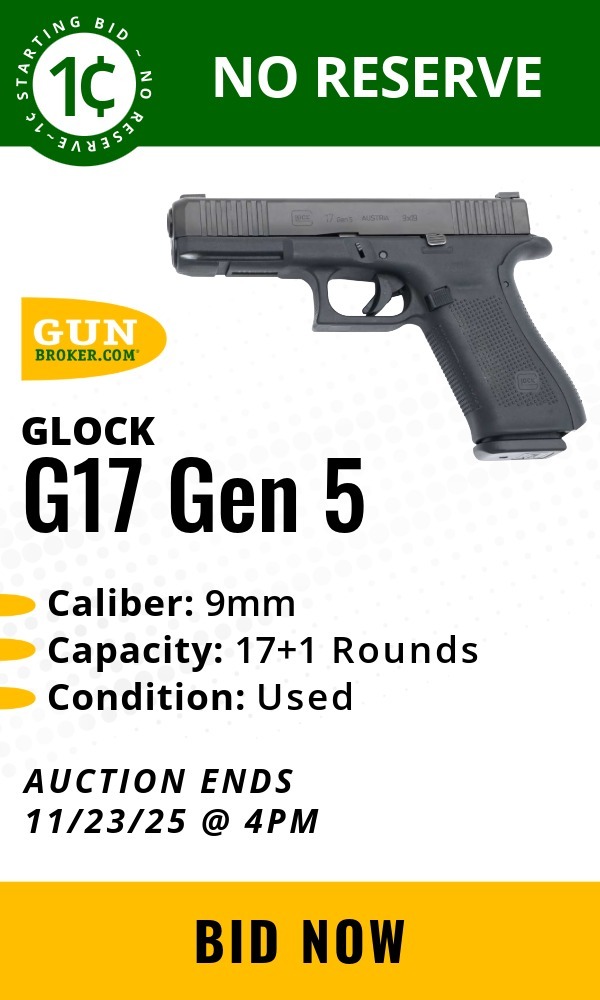 Glock 17 Gen 5 9mm Luger Semi-Auto Pistol 4.49" 17rd nDLC- Used