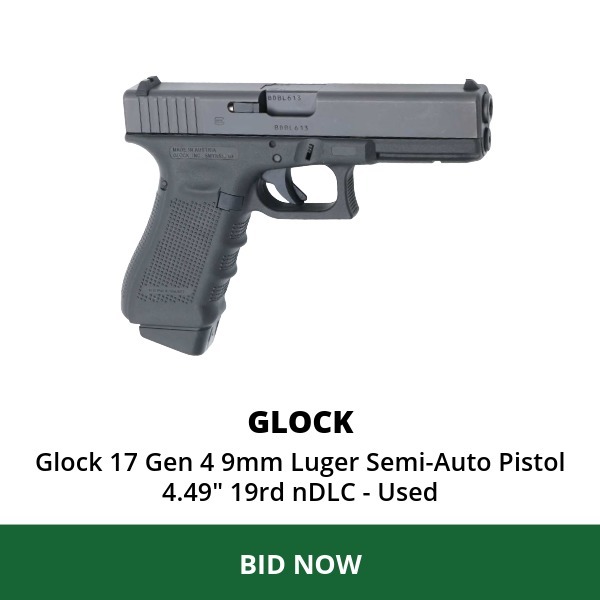 Glock 17 Gen 4 9mm Luger Semi-Auto Pistol 4.49" 18rd nDLC- Used (SG)
