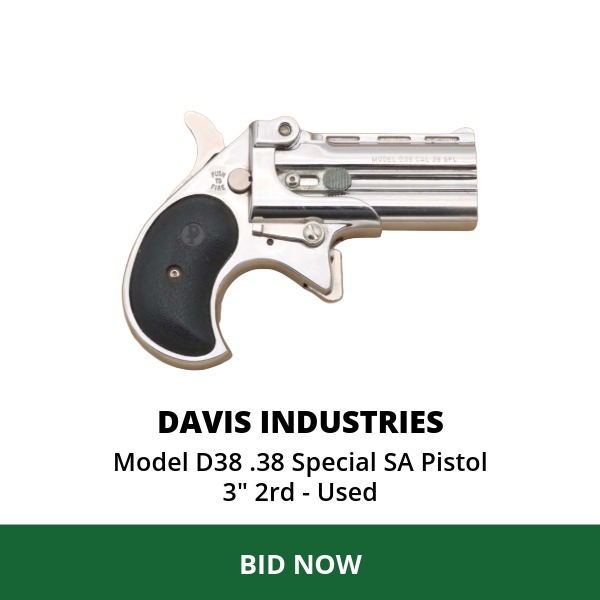 Davis Industries Model D38 .38 Special SA Pistol 3" 2rd- Used