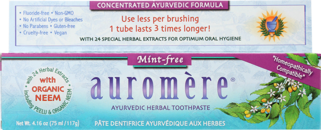 Auromere: Ayurvedic Herbal Toothpaste Mint-free, 4.16 Oz