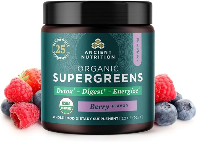 Ancient Nutrition Organic Supergreens (Berry Flavor) 3.2 oz