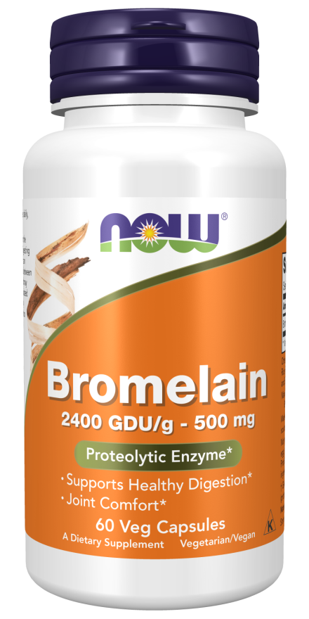 NOW Bromelain 2400 GDU/g 500 mg  60 Veg Capsules
