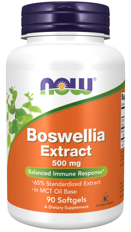 NOW® Boswellia Extract is a standardized extract of Boswellia serrata, also known as frankincense, a resinous botanical that has been used for centuries by traditional Ayurvedic herbalists. The bioactive constituents of boswellia, boswellic acids, have been shown in scientific studies to affect key enzymes involved in the maintenance of healthy tissues.* Through these mechanisms, boswellia may help to support the immune system’s balanced response to the typical wear and tear of everyday life.