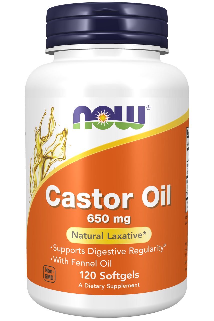 Supports Digestive Regularity*
With Fennel Oil
Castor Oil is an oil derived from the beans of the castor plant (Ricinus communis).  Castor oil has long been recognized as a powerful laxative which may be used for the relief of occasional constipation.*