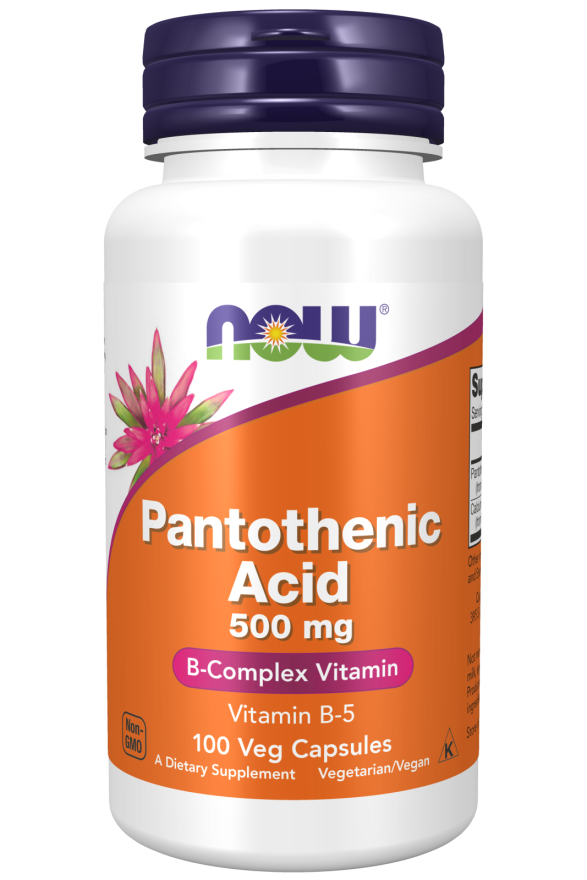 NOW Pantothenic Acid 500 mg Veg Capsules - B-Complex Vitamin