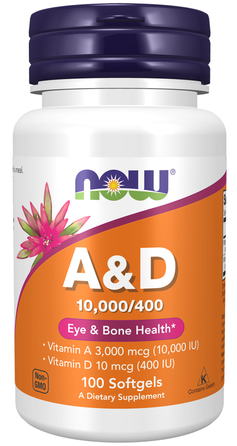 NOW Vitamin A & D 10,000/400 IU (100) Softgels