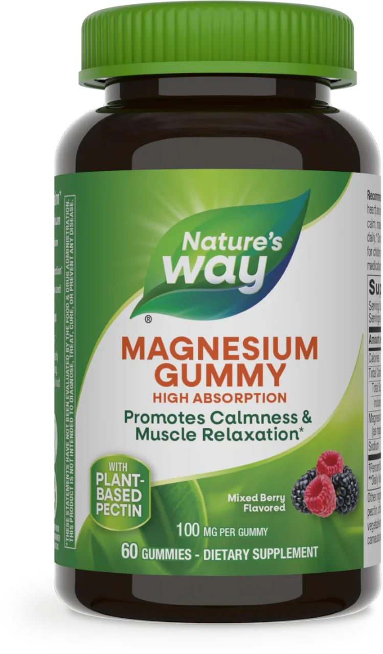 Nature's Way Magnesium Gummies 100 mg 90 Gummies (Mixed Berry Flavor)