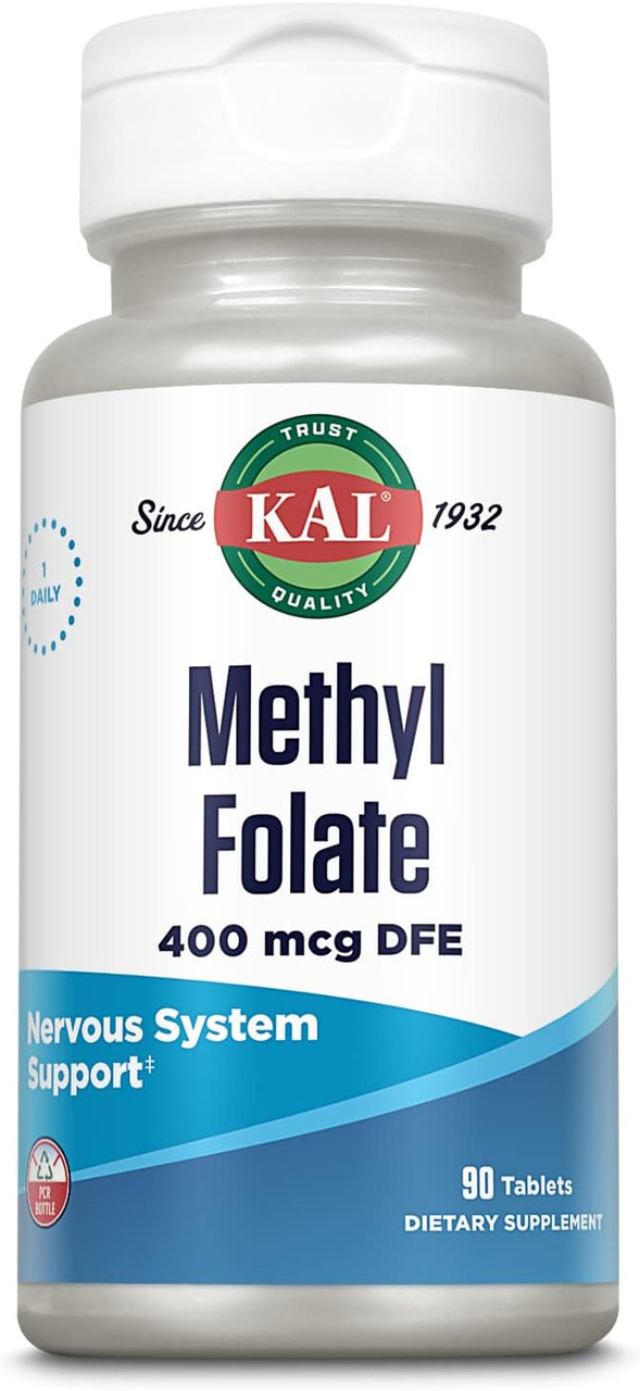 KAL Methyl Folate 400 mcg - 5-MTHF Active Form - Folic Acid Supplement for Women and Men – Supports Nervous System Health and Red Blood Cell Production - Fast-Dissolving ActivTabs - 90 Tablets