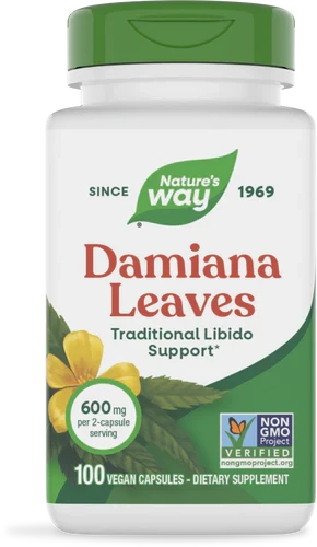 Nature's Way Damiana Leaves 600 mg 100 Vegan Capsules