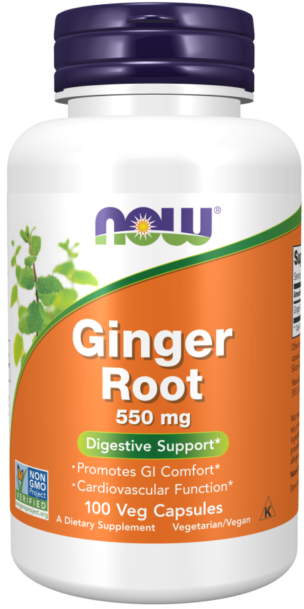 NOW Ginger Root 550 mg 100 Veg Capsules 