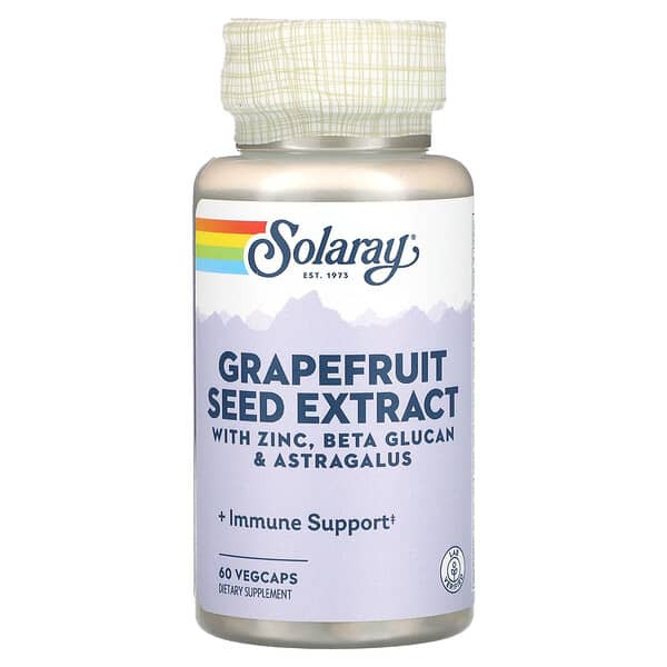 Solaray Grapefruit Seed Extract (with Zinc, Beta Glucan & Astragalus) 60 Veg Caps