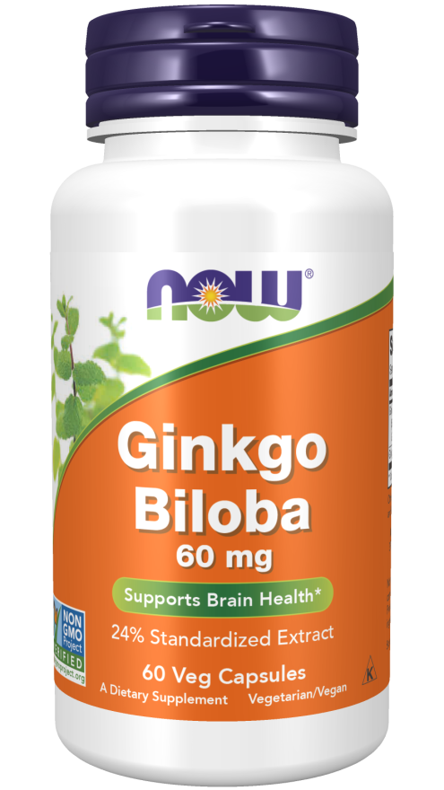 NOW Ginkgo Biloba 60 mg 60 Veg Capsules