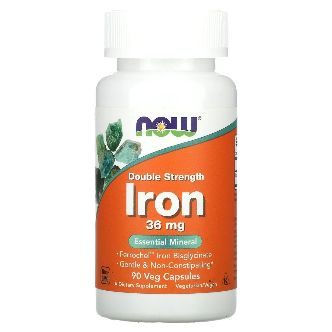 NOW Double Strength Iron 36 mg 90 Veg Capsules