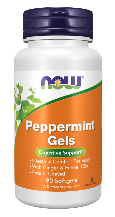 NOW Peppermint Gels 90 Softgels (With Ginger and Fennel)