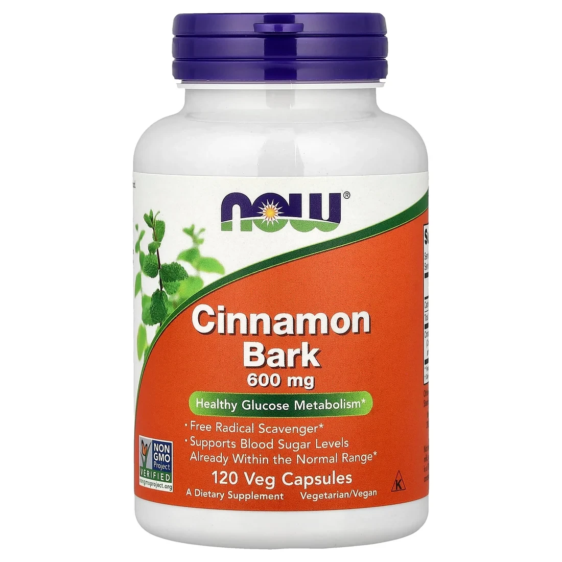 NOW Cinnamon Bark 600 mg 120 Veg Capsules