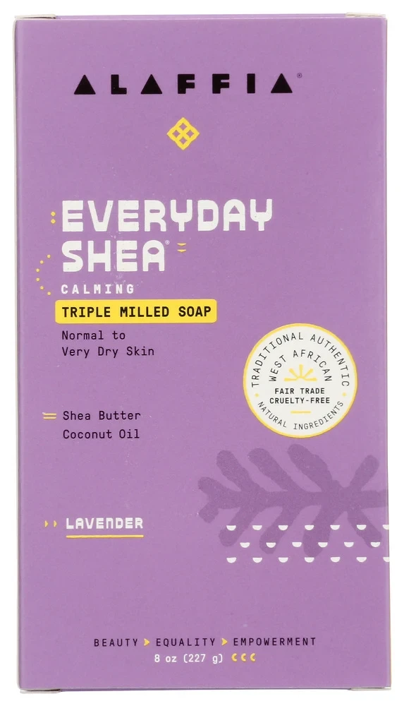 Alaffia Everyday Shea Triple Milled Bar Soap Lavender 8 oz