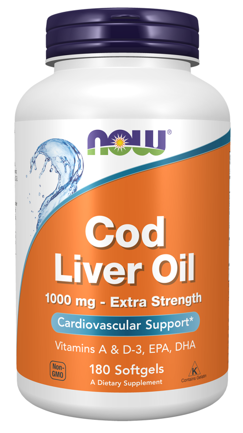 NOW Cod Liver Oil 1000 mg Extra Strength 180 Softgels