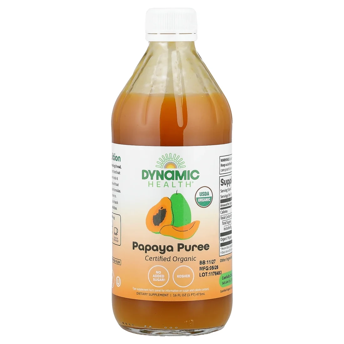 Dynamic Health Certified Organic Papaya Puree Concentrate 16 fl oz