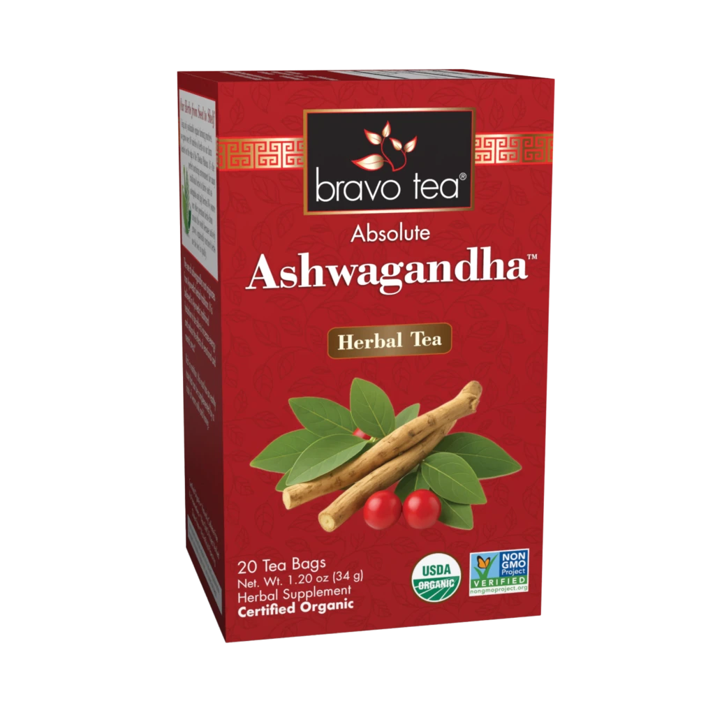 Bravo Tea Organic Absolute Ashwagandha Herbal Tea 20 Bags -1 Single Box