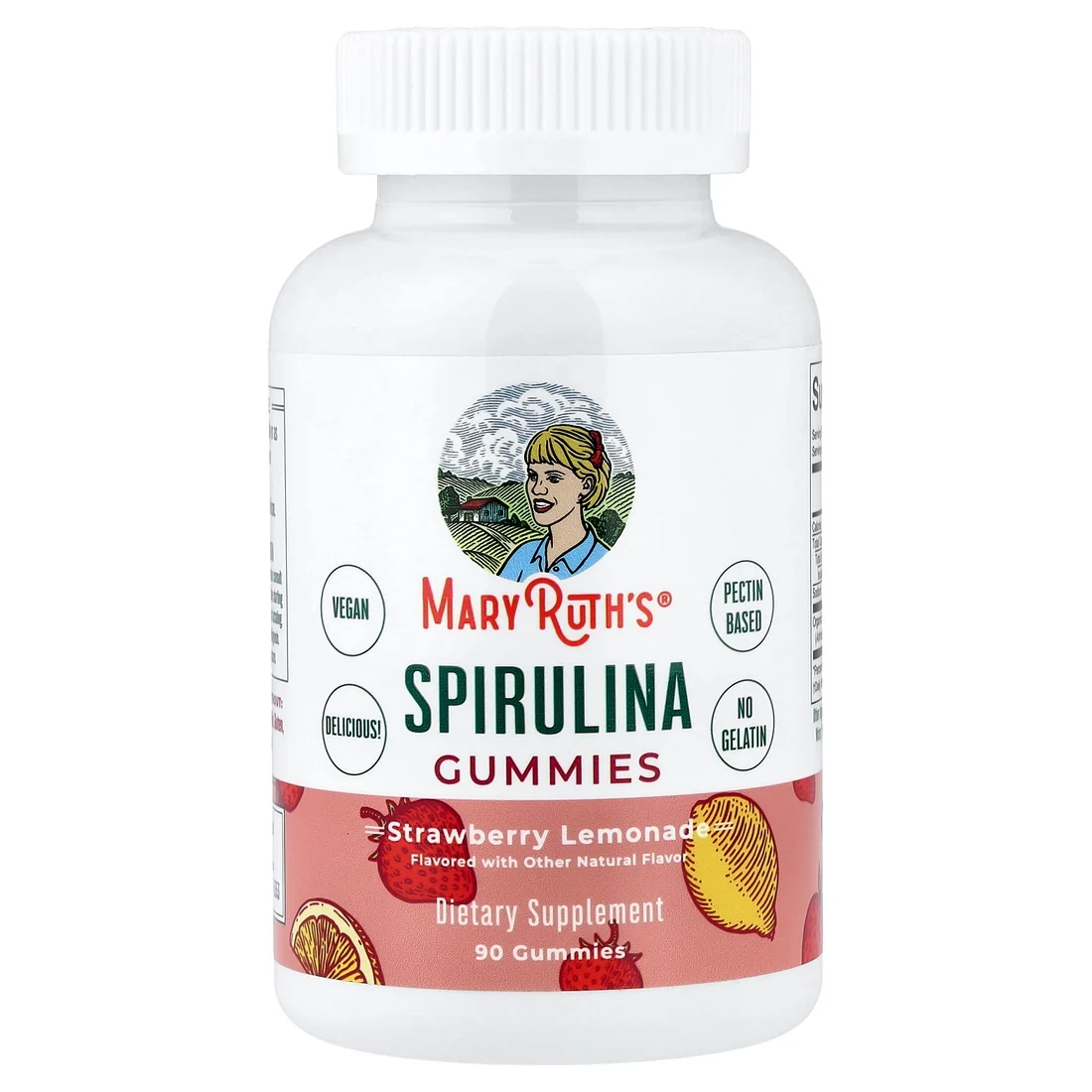 Mary Ruth's Spirulina Gummies (Strawberry Lemonade Flavor) 90 Gummies