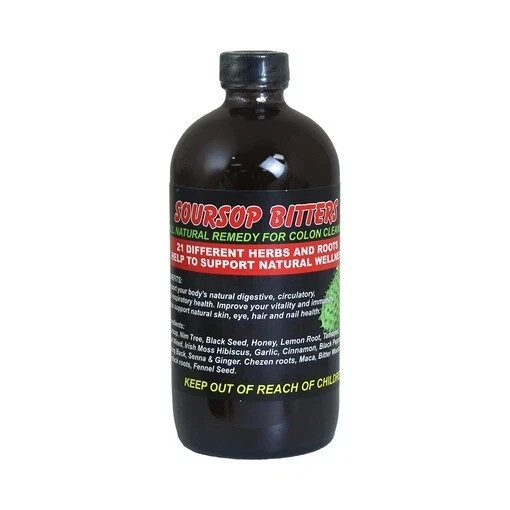 Soursop Bitters: All Natural Remedy for Colon Cleansing: 21 Different Herbs and Roots (8 FL OZ)