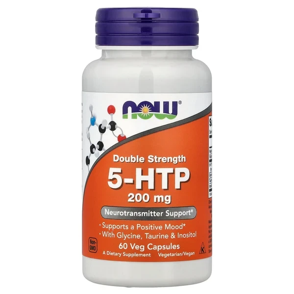 NOW Double Strength 5-HTP 200 mg 60 Veg Capsules