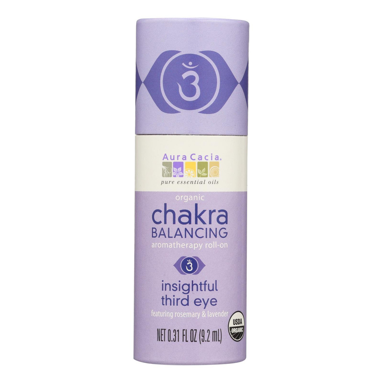 Aura Cacia - Organic Chakra Balancing Aromatherapy Roll-on - Insightful Third Eye - .31 Oz