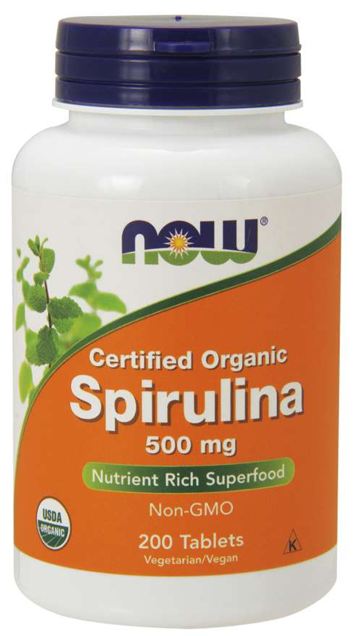 NOW Spirulina 500 mg (Organic) - 200 Tablets