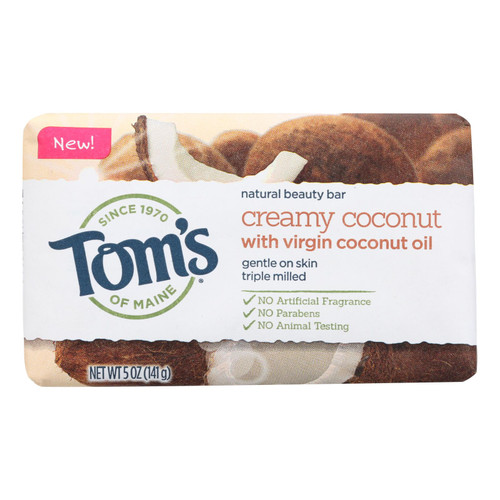 Tom's Of Maine Beauty Bar - Coconut - Case Of 6 - 5 Oz Tom's Of Maine Beauty Bar - Coconut - Case Of 6 - 5 Oz