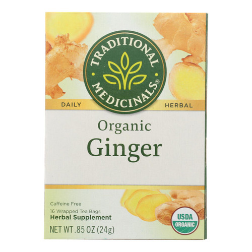 Traditional Medicinals Organic Ginger Herbal Tea - 16 Tea Bags - Case Of 6 Traditional Medicinals Organic Ginger Herbal Tea - 16 Tea Bags - Case Of 6