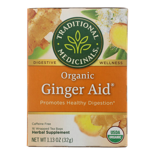 Traditional Medicinals Organic Ginger Aid Herbal Tea - 16 Tea Bags - Case Of 6 Traditional Medicinals Organic Ginger Aid Herbal Tea - 16 Tea Bags - Case Of 6
