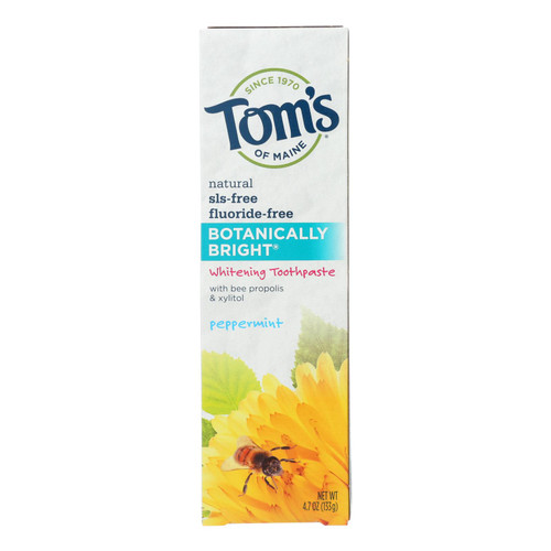 Tom's Of Maine Botanically Bright Whitening Toothpaste Peppermint - 4.7 Oz - Case Of 6 Tom's Of Maine Botanically Bright Whitening Toothpaste Peppermint - 4.7 Oz - Case Of 6
