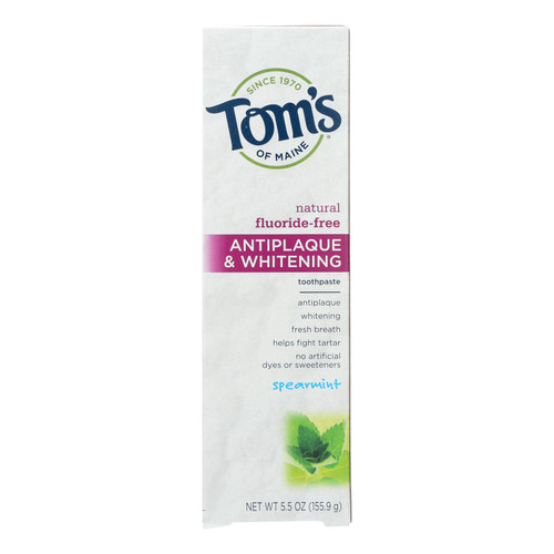 Tom's Of Maine Antiplaque And Whitening Toothpaste Spearmint - 5.5 Oz - Case Of 6 Tom's Of Maine Antiplaque And Whitening Toothpaste Spearmint - 5.5 Oz - Case Of 6