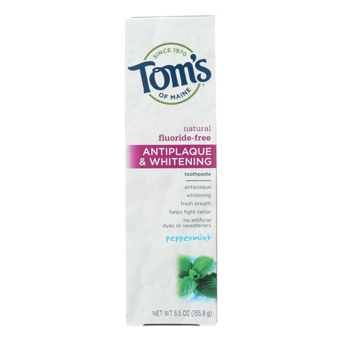 Tom's Of Maine Antiplaque And Whitening Toothpaste Peppermint - 5.5 Oz - Case Of 6 Tom's Of Maine Antiplaque And Whitening Toothpaste Peppermint - 5.5 Oz - Case Of 6