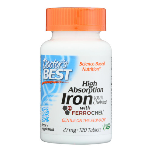 Doctor's Best - Iron Hi Absorb 100% Chltd - 1 Each-120 Tab