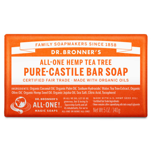 Dr. Bronner's All-One Hemp Tea Tree Pure Castile Soap Bar 5 oz 