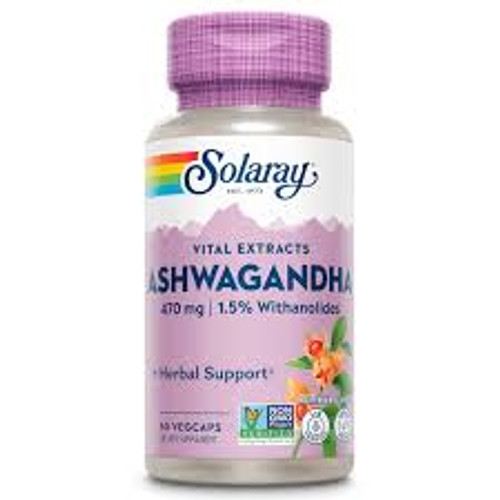 Solaray Vital Extracts Ashwaganda 470 mg  60 Veg caps