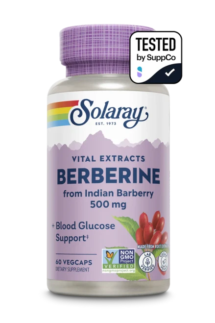 Blood Glucose Support*

A targeted blood glucose support formula featuring Non-GMO Project Verified berberine from Indian barberry root.* This high-quality supplement is produced in our GMP facility that is certified by NSF, with ingredients that are triple-tested to meet strict guidelines on potency, purity, and contaminants.