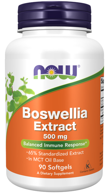 NOW® Boswellia Extract is a standardized extract of Boswellia serrata, also known as frankincense, a resinous botanical that has been used for centuries by traditional Ayurvedic herbalists. The bioactive constituents of boswellia, boswellic acids, have been shown in scientific studies to affect key enzymes involved in the maintenance of healthy tissues.* Through these mechanisms, boswellia may help to support the immune system’s balanced response to the typical wear and tear of everyday life.