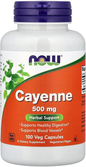 NOW Cayenne 500 mg 100 Veg Capsules