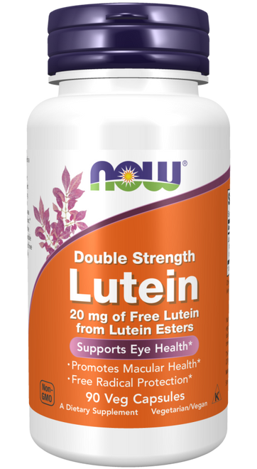 NOW Double Strength Lutein 20 mg  of Free Lutein 90 Veg Capsules 