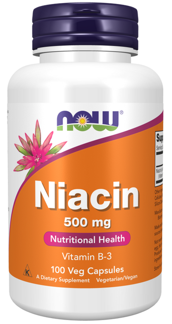 NOW Niacin 500 mg Veg Capsules - Nutritional Health