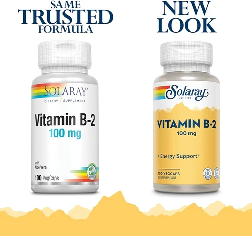 SOLARAY Vitamin B2 Supplement 100 mg for Men & Women 