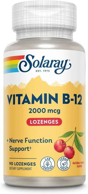Solaray B-12 2000 mcg Cherry, 90 lozenges