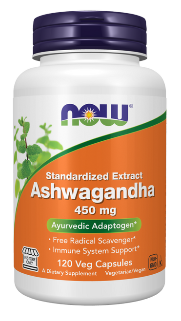 NOW Standardized Extract Ashwagandha 450 mg 120 Veg Capsules